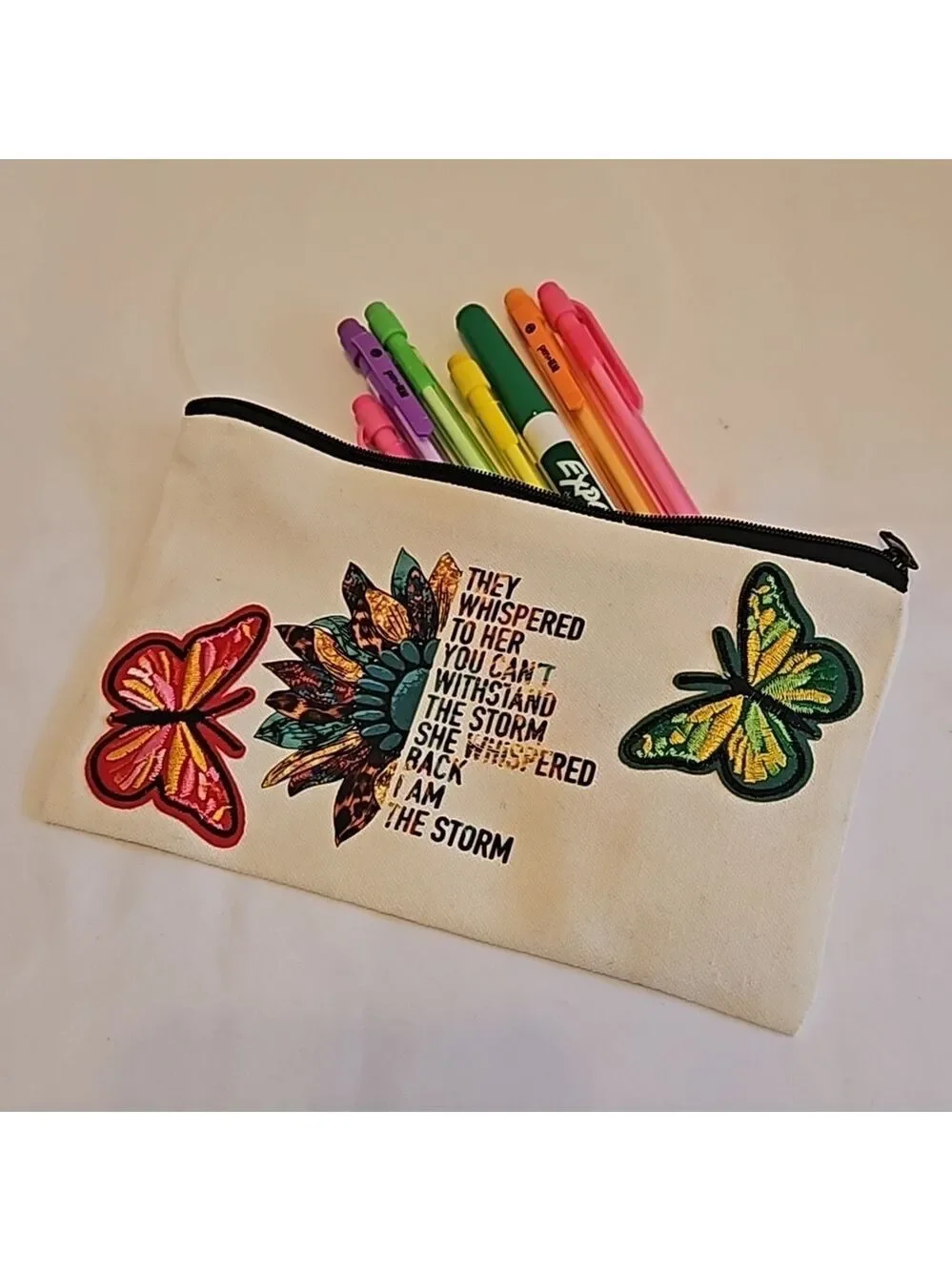Hand Crafted Canvas Cosmetic Bag Pencil Case Embroidery